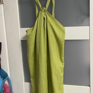 Elegant Lime Green Halter Dress